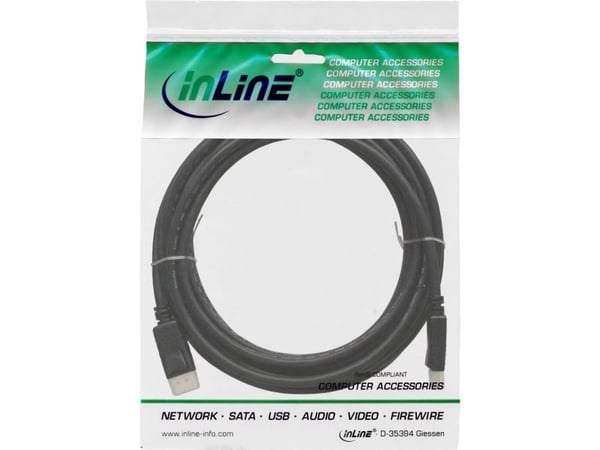 InLine 17107P, 7,5 m, DisplayPort, DisplayPort, Hankjønn, Hankjønn, 3840 x 2160 piksler