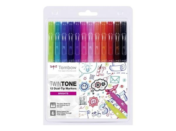 Marker Tombow TwinTone bright 0,3/0,8 (12 stk.)