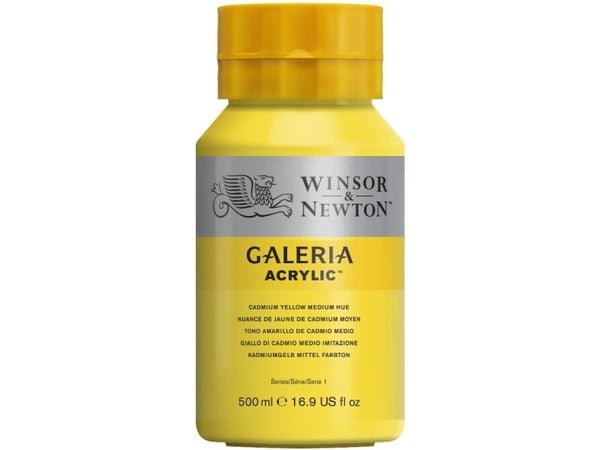 Winsor &amp; Newton Gallery Acrylic, 500 ml, Gul, Flaske