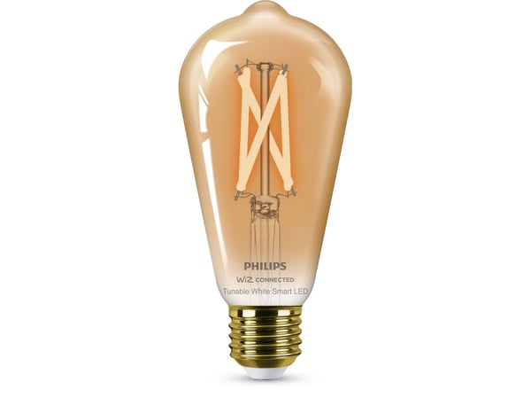 Philips Smart - LED-filamentlyspære - form: ST64 - E27 - 7 W (ekvivalent 50 W) - klasse F - varm til kjølig hvitt lys - 2000-5000 K - ravgul