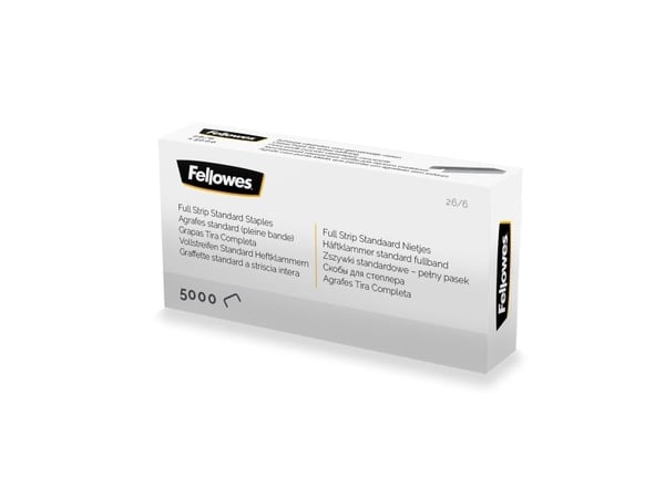 Fellowes 5117501, Niittipakkaus, 26/6, Kiinnitys, 5000 niitit, Hopea, Paperi