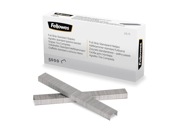 Fellowes 5117501, Niittipakkaus, 26/6, Kiinnitys, 5000 niitit, Hopea, Paperi