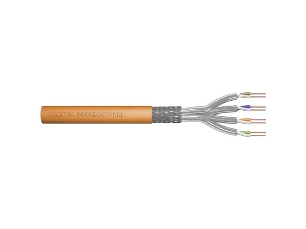 DIGITUS - Samlet kabel - 250 m - 5 mm - SFTP, PiMF - CAT 7 - IEEE 802.3an/IEEE 802.5 - halogenfri, riser, solid, campus - oransje, RAL 2000