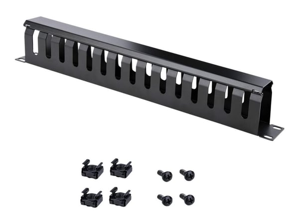 Startech 1U Horizontal Finger Duct Rack Cable Management Panel with Cover - Server Rack Cable Duct - Rack Cable Organizer / Manager (CMDUCT1UX) - R...