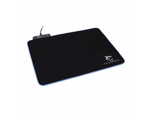 White Shark Luminous L, Svart, Monokromatisk, Skum, Gummi, USB-strøm, Antiskliunderlag, Musematte til gaming