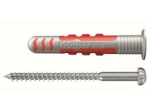 Fischer DuoSeal, Veggplugg, Nylon, Grå, Rød, 3,8 cm, 6 mm, 50 stykker