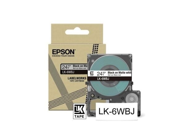 Epson LabelWorks LK-6WBJ - Matt - Schwarz / Weiß - Rolle (2,4 cm) ( C53S672064 )