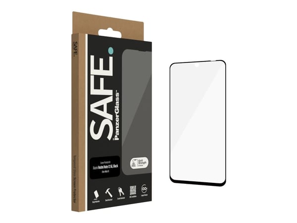 SAFE. by PanzerGlass - Skjermbeskyttelse for mobiltelefon - ultrabred passform - glass - rammefarge svart - for Xiaomi Redmi Note 12 5G