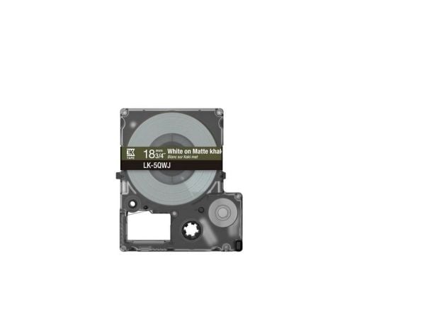 Epson LabelWorks LK-5QWJ - Hvit på matt khaki - Rull (1,8 cm x 8 m) 1 kassett(er) hengeboks - tapepatron - for LabelWorks LW-C410, LW-C610