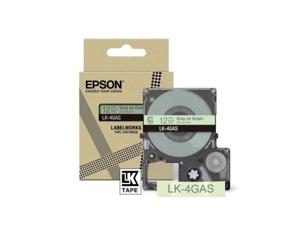 Epson LK-4GAS, Harmaa, Vaaleanvihreä, Lämpösiirto, LabelWorks LW-C410, 1,2 cm