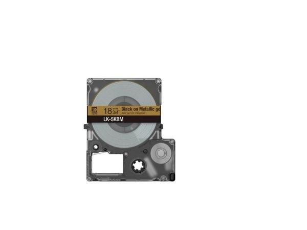 Epson LabelWorks LK-5KBM - Svart på metallisk gull - Rull (1,8 cm x 9 m) 1 kassett(er) hengeboks - tapepatron - for LabelWorks LW-C410, LW-C610