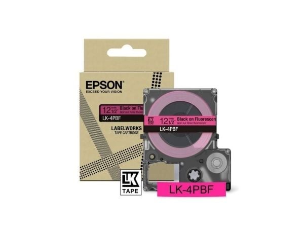 Epson LabelWorks LK-4PBF - Svart på fluorescerende - Rull (1,2 cm x 5 m) 1 kassett(er) hengeboks - tapepatron - for LabelWorks LW-C410, LW-C610