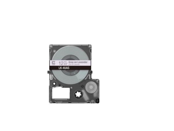 Epson LabelWorks LK-4UAS - Grått på lavendel - Rull (1,2 cm x 8 m) 1 kassett(er) hengeboks - tapepatron - for LabelWorks LW-C410, LW-C610