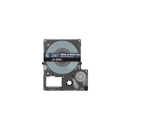 Epson LabelWorks LK-6HWJ - Hvitt på matt marineblått - Rull (2,4 cm x 8 m) 1 kassett(er) hengeboks - tape - for LabelWorks LW-C610