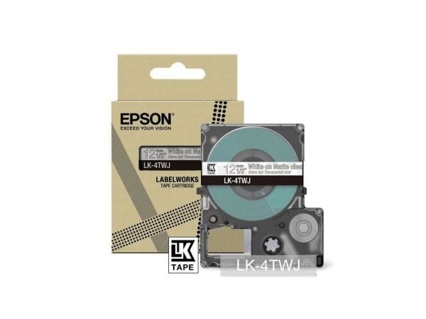 Epson LabelWorks LK-4TWJ - Hvitt på matt klart - Rull (1,2 cm x 8 m) 1 kassett(er) hengeboks - tapepatron - for LabelWorks LW-C410, LW-C610