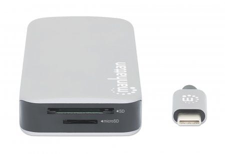 Manhattan 130615, Koblet med ledninger (ikke trådløs), USB 3.2 Gen 1 (3.1 Gen 1) Type-C, 100 W, 10,100,1000 Mbit/s, Aluminium, MicroSD (TransFlash)