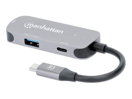 Manhattan 130707, Koblet med ledninger (ikke trådløs), USB 3.2 Gen 1 (3.1 Gen 1) Type-C, 100 W, Aluminium, 3840 x 2160 piksler, 30 Hz