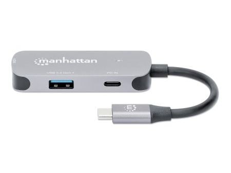 Manhattan 130707, Koblet med ledninger (ikke trådløs), USB 3.2 Gen 1 (3.1 Gen 1) Type-C, 100 W, Aluminium, 3840 x 2160 piksler, 30 Hz