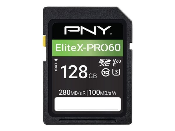 PNY EliteX-PRO60 - Flashhukommelseskortti - 128 GB - Videoluokka V60 / UHS-II U3 / Class10 - microSDXC UHS-II