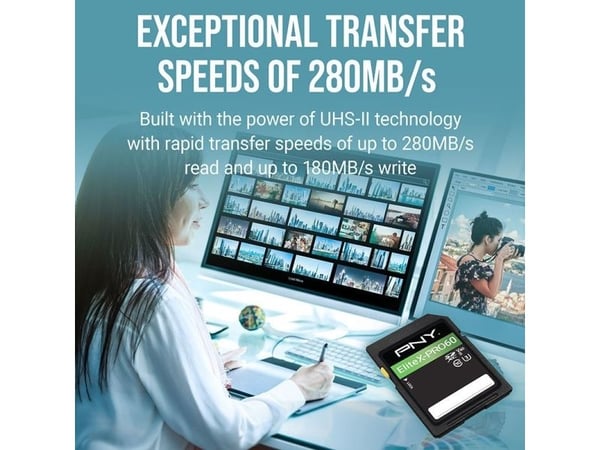 PNY EliteX-PRO60 - Flashhukommelseskortti - 128 GB - Videoluokka V60 / UHS-II U3 / Class10 - microSDXC UHS-II