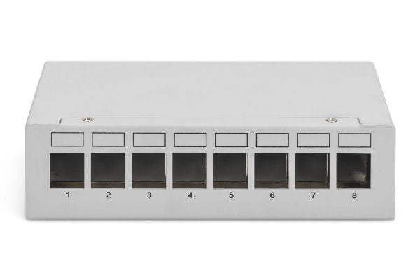 DIGITUS - Koblingspanel - modular - veggmonterbar, bordtopp - skjermet - RJ-45 X 8 - lysegrå, RAL 7035 - 1U - 10"