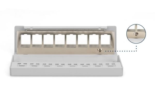 DIGITUS - Koblingspanel - modular - veggmonterbar, bordtopp - skjermet - RJ-45 X 8 - lysegrå, RAL 7035 - 1U - 10"