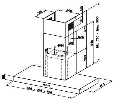 FABER S.p.A. 325.0618.783, 610 m³/t, Resirkulerende, B, A, C, 66 dB