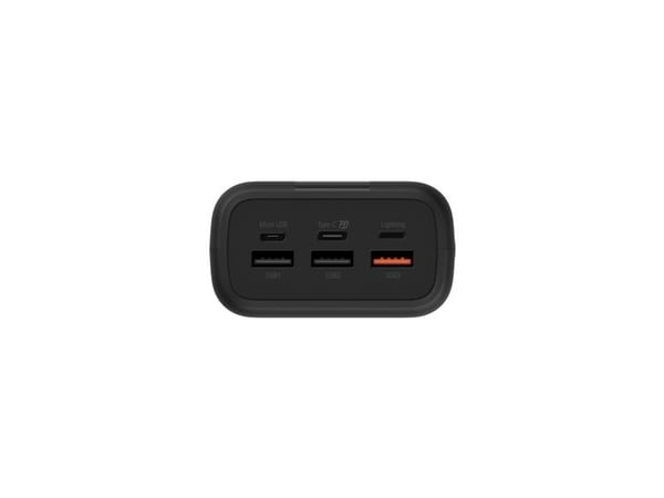 Silicon Power QX55 - Strømbank - 30000 mAh - 3 A - PD, QC 3.0, VOOC, SCP - 4 utgangskontakter (3 x USB-type A, USB-C) - på kabel: USB-C - svart