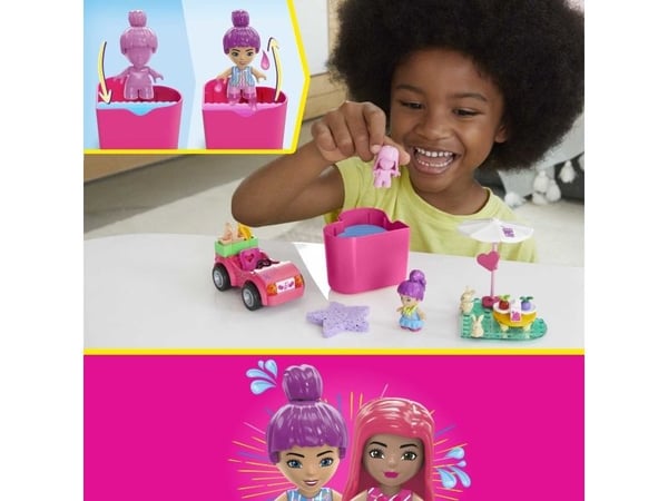 MEGA Barbie Color Reveal Bilresa med cabriolet, Byggsats, 4 År, Plast, 66 styck, 210 g
