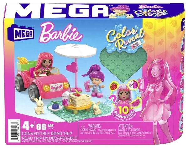 Barbie dukke Mattel MEGA Barbie Color Reveal Cabriolet - En morsom tur med blokker HKF90