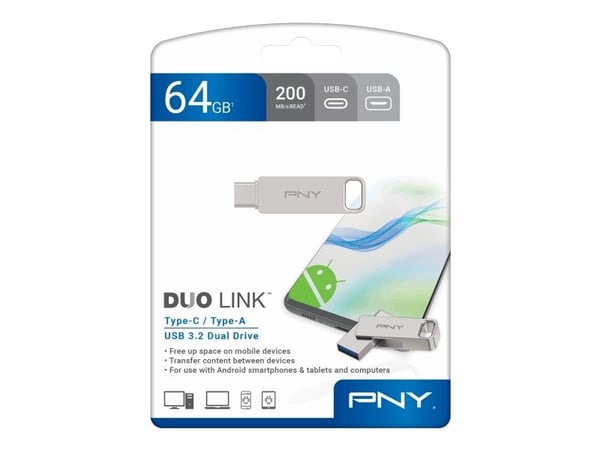 PNY Pendrive 64gb usb 3.2 duo link p-fdi64gdulinktyc-ge