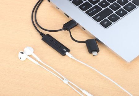 Manhattan 153560, Svart, USB-C & USB-A, USB-A & 3.5 mm, Hankjønn, Hunkjønn, Polyvinylklorid (PVC)