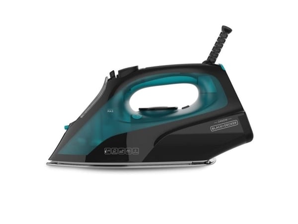 Black & Decker BXIR2403E, Tørr & dampstrykejern, Keramisk strykesåle, 150 g/min, Sort, Grønn, 45 g/min, 0,5 l