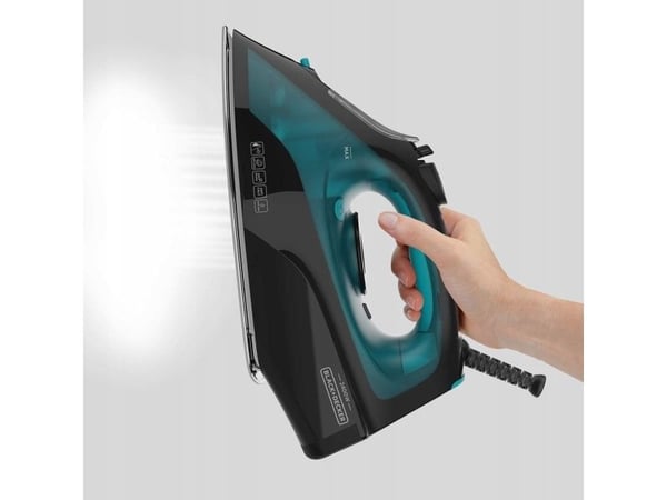 Black & Decker BXIR2403E, Tørr & dampstrykejern, Keramisk strykesåle, 150 g/min, Sort, Grønn, 45 g/min, 0,5 l