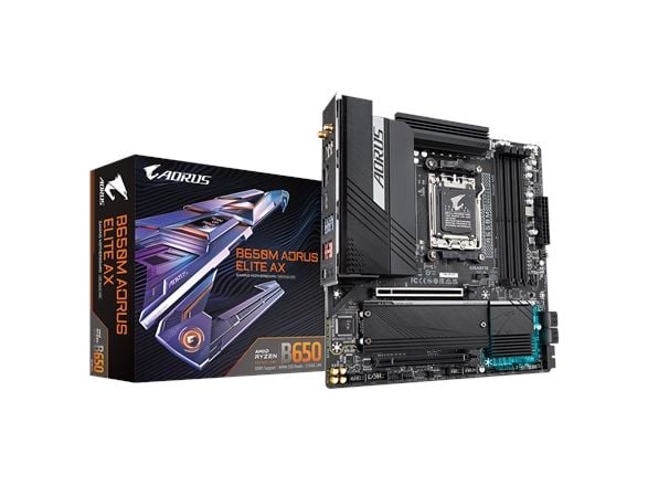 Gigabyte B650M AORUS ELITE AX - Moderkort - micro ATX - Socket AM5 - AMD B650 Chipuppsättning - USB 3.2 Gen 2, USB-C 3.2 Gen2, USB 3.2 Gen 1, USB-C...
