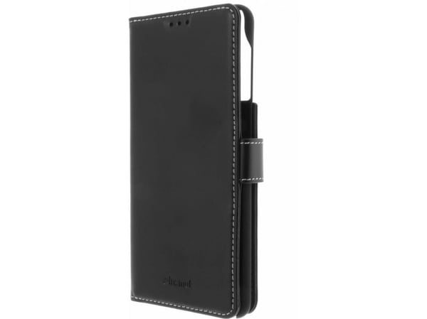 Insmat Flip Case - Flipdeksel for mobiltelefon - ekte lær, polyuretan, polykarbonat - svart - for Samsung Galaxy S21 5G