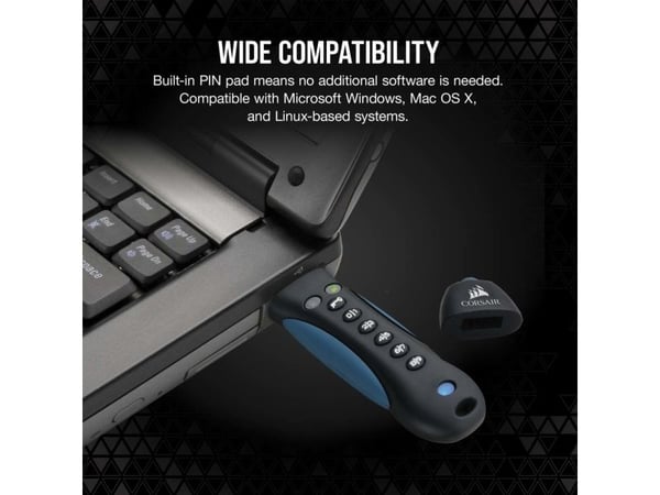 CORSAIR Flash Padlock 3 - USB-flashstasjon - kryptert - 256 GB - USB 3.0