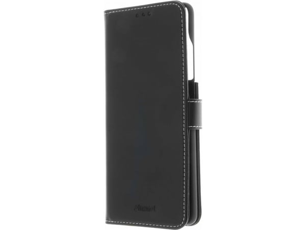 Insmat Exclusive - Lommebok for mobiltelefon - ekte skinn, termoplast-polyuretan (TPU) - svart - for Samsung Galaxy S22 Ultra