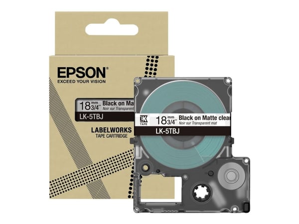 Epson LabelWorks LK-5TBJ - Svart på matt klart - Rull (1,8 cm x 8 m) 1 kassett(er) hengeboks - tapepatron - for LabelWorks LW-C410, LW-C610