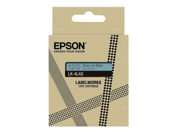 Epson LabelWorks LK-4LAS - Grått på blått - Rull (1,2 cm x 8 m) 1 kassett(er) hengeboks - tapepatron - for LabelWorks LW-C410, LW-C610