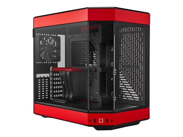 HYTE Y60 - Mid tower - utvidet ATX (E-ATX) - sidepanel med vindu (herdet glass) - ingen strømforsyning (ATX) - rød - USB/lyd