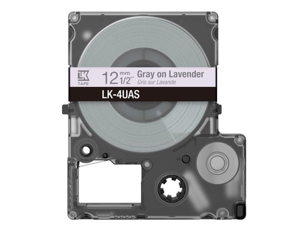 Epson LabelWorks LK-4UAS - Grått på lavendel - Rull (1,2 cm x 8 m) 1 kassett(er) hengeboks - tapepatron - for LabelWorks LW-C410, LW-C610