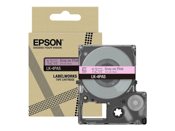 Epson LabelWorks LK-4PAS - Myk rosa/grå - Rull (1,2 cm) 1 kassett(er) tape - for LabelWorks LW-C410, LW-C610
