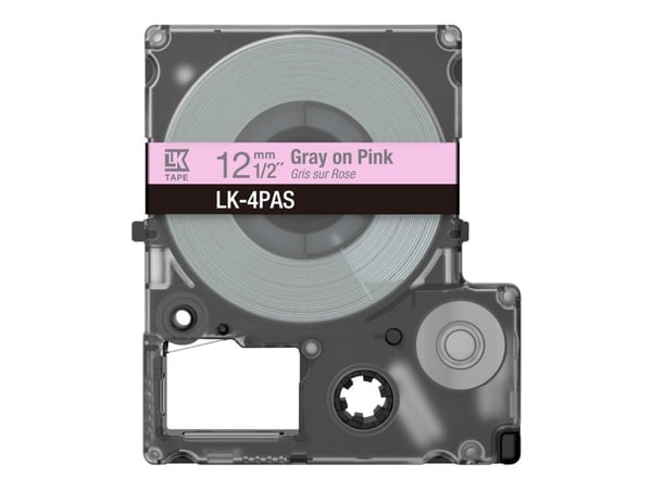 Epson LabelWorks LK-4PAS - Myk rosa/grå - Rull (1,2 cm) 1 kassett(er) tape - for LabelWorks LW-C410, LW-C610