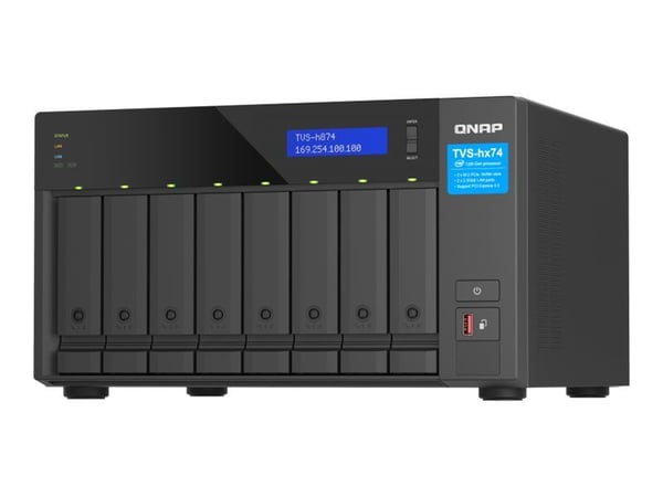 QNAP TVS-H874 - NAS-server - 8 brønner - SATA 6Gb/s - RAID 0, 1, 5, 6, 10, 50, 60, TM, RAID TP - RAM 64 GB - 2.5 Gigabit Ethernet / 10 Gigabit Ethe...