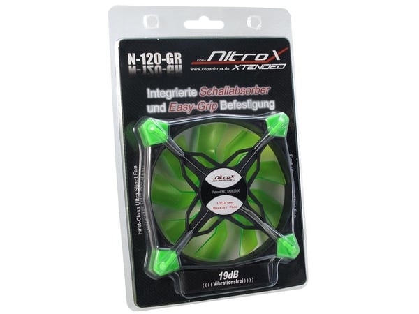 Inter-Tech CobaNitrox Xtended N-120-GR - Kabinettvifte - 120 mm - grønn