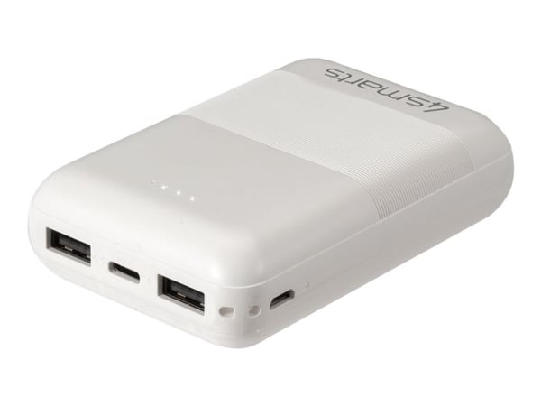 4smarts VoltHub Go2 - Strømbank - 10000 mAh - 10.5 watt - 2.1 A - 3 utgangskontakter (USB-C, 2 x USB) - på kabel: USB-C - hvit
