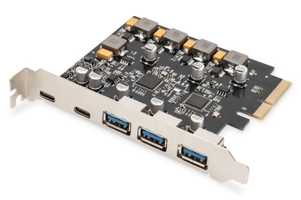 DIGITUS PCIe-kortti 10 Gbps 2x USB-C/3x USB-A