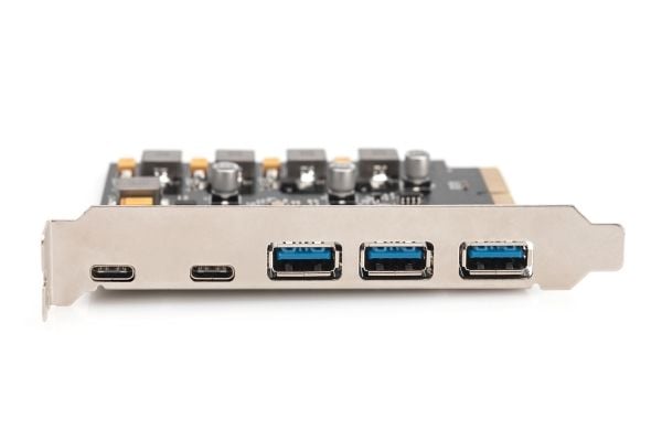 DIGITUS PCIe-kortti 10 Gbps 2x USB-C/3x USB-A