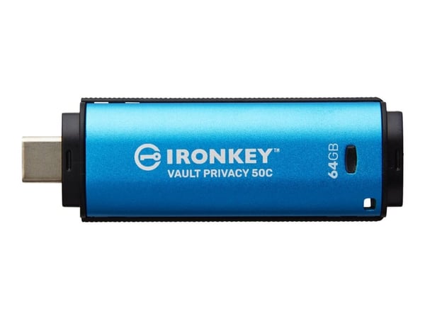 Kingston IronKey Vault Privacy 50C - USB-flashstasjon - kryptert - 64 GB - USB-C 3.2 Gen 1 - TAA-samsvar